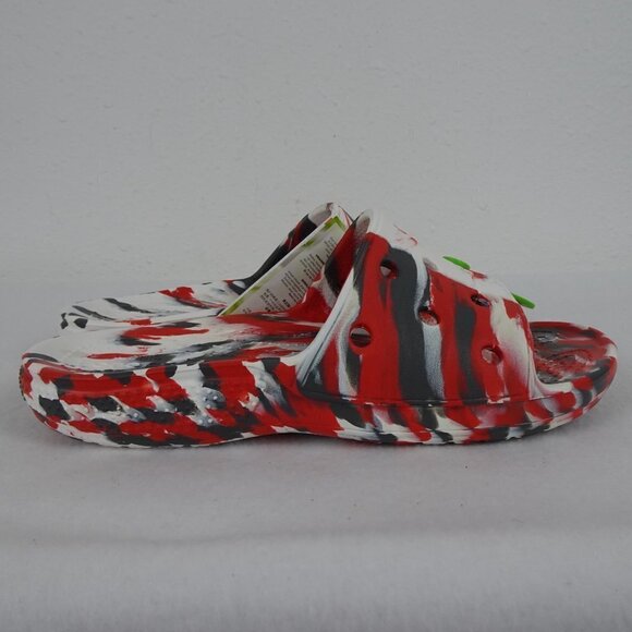 Crocs Marbled Slides Sandals Men's Size 9 Women's 11 Red Gray Colorful - Picture 4 of 11